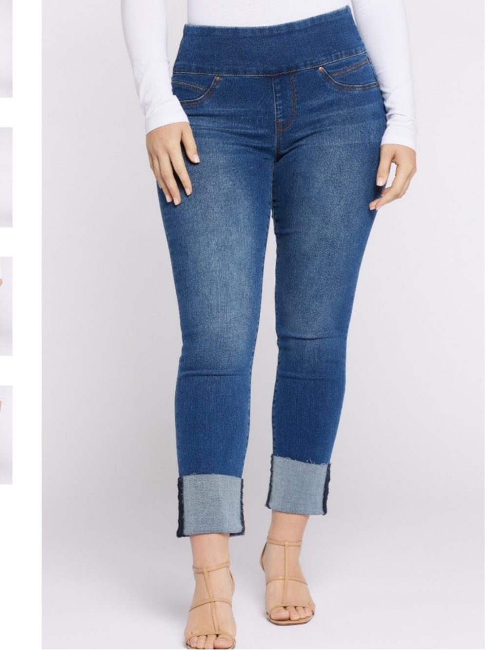Women's Seven 7 Tummy Toner Cuff High Rise-Slim Straight Jeans Size 14 - Picture 2 of 12
